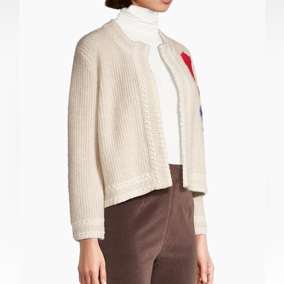 Frances Valentine Embroidered Cream Sweater with Red Floral Design size XL - Picture 4 of 13